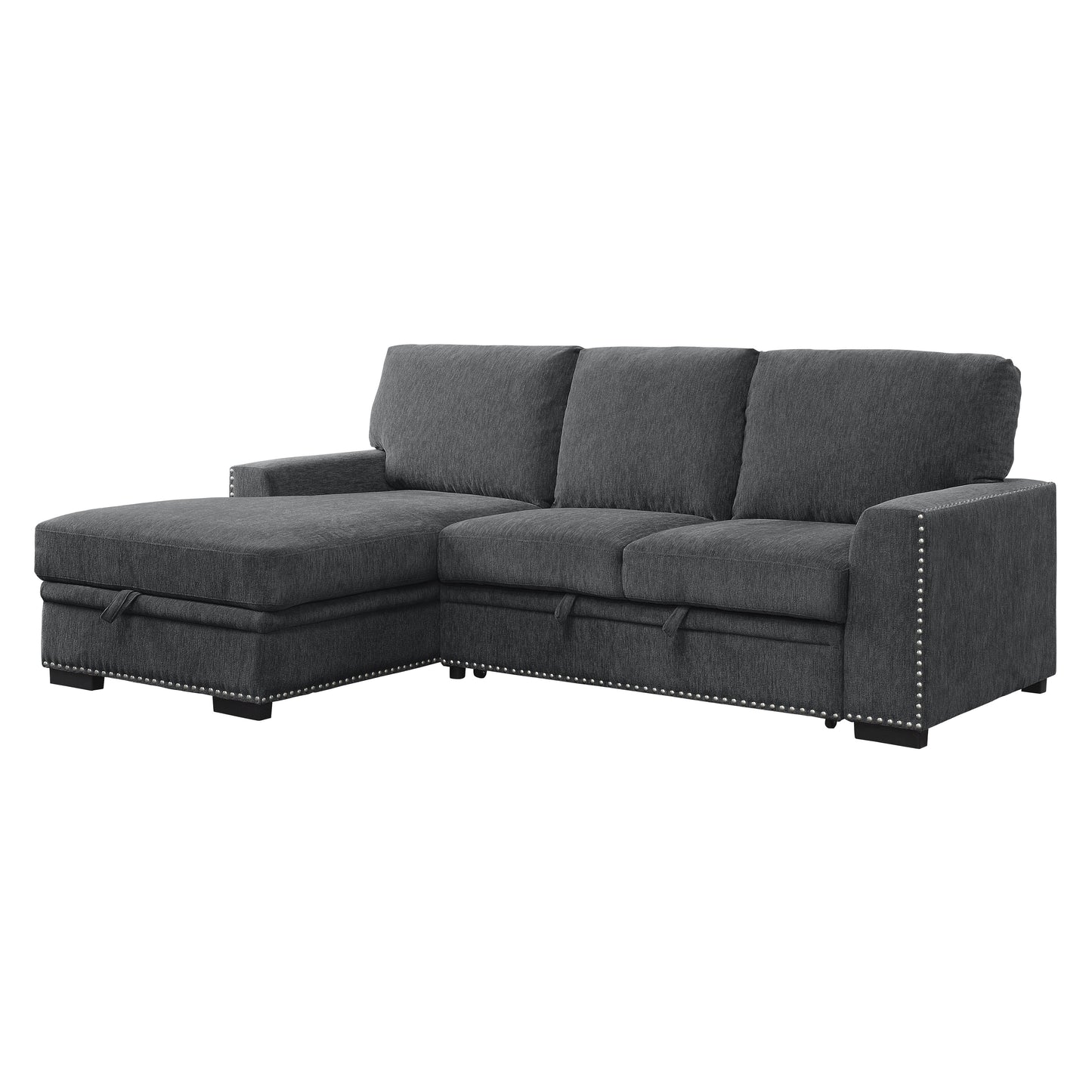 Homelegance Morelia Charcoal Sectional Sofa with Pull-Out Bed and Storage 9468CC-2LC2R
