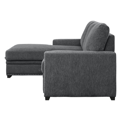 Homelegance Morelia Charcoal Sectional Sofa with Pull-Out Bed and Storage 9468CC-2LC2R