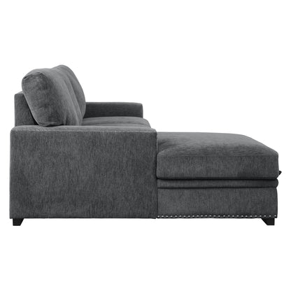 Homelegance Morelia Charcoal Sectional Sofa with Pull-Out Bed and Storage 9468CC-2LC2R