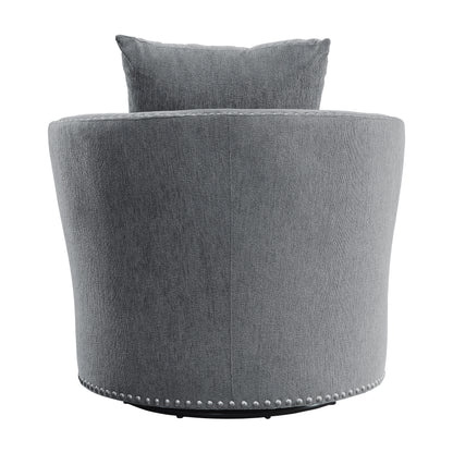 Homelegance Morelia Swivel Accent Chair in Gray Chenille with Nailhead Trim 9468DG-1