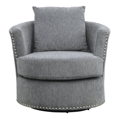Homelegance Morelia Swivel Accent Chair in Gray Chenille with Nailhead Trim 9468DG-1