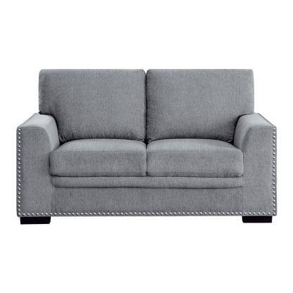 Homelegance Morelia Loveseat in Gray Chenille with Nailhead Trim 9468DG-2