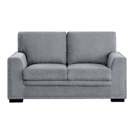 Homelegance Morelia Loveseat in Gray Chenille with Nailhead Trim 9468DG-2