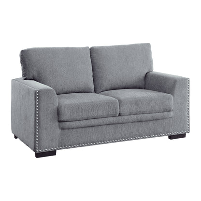 Homelegance Morelia Loveseat in Gray Chenille with Nailhead Trim 9468DG-2