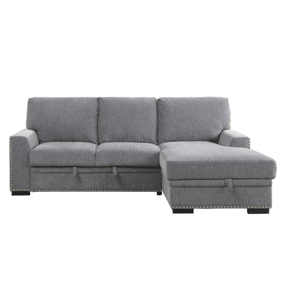 Homelegance Morelia Sectional Sofa Soft Gray Chenille with Pull-Out Bed 9468DG-2RC2L