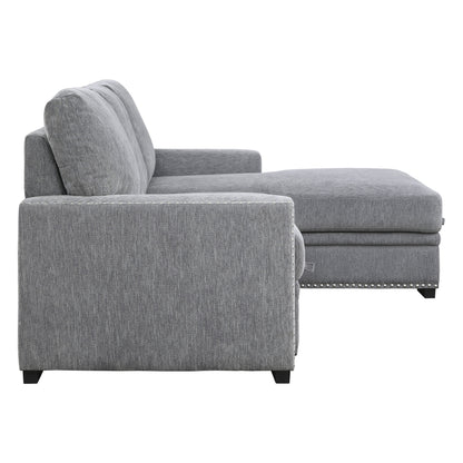 Homelegance Morelia Sectional Sofa Soft Gray Chenille with Pull-Out Bed 9468DG-2RC2L