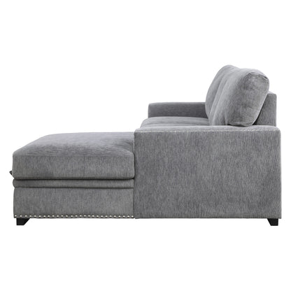 Homelegance Morelia Sectional Sofa Soft Gray Chenille with Pull-Out Bed 9468DG-2RC2L