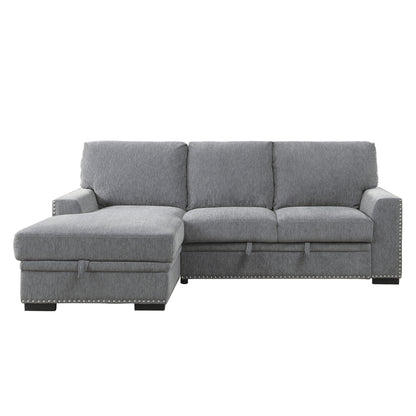 Homelegance Morelia Sectional Sofa Soft Gray Chenille with Pull-Out Bed 9468DG-2LC2R