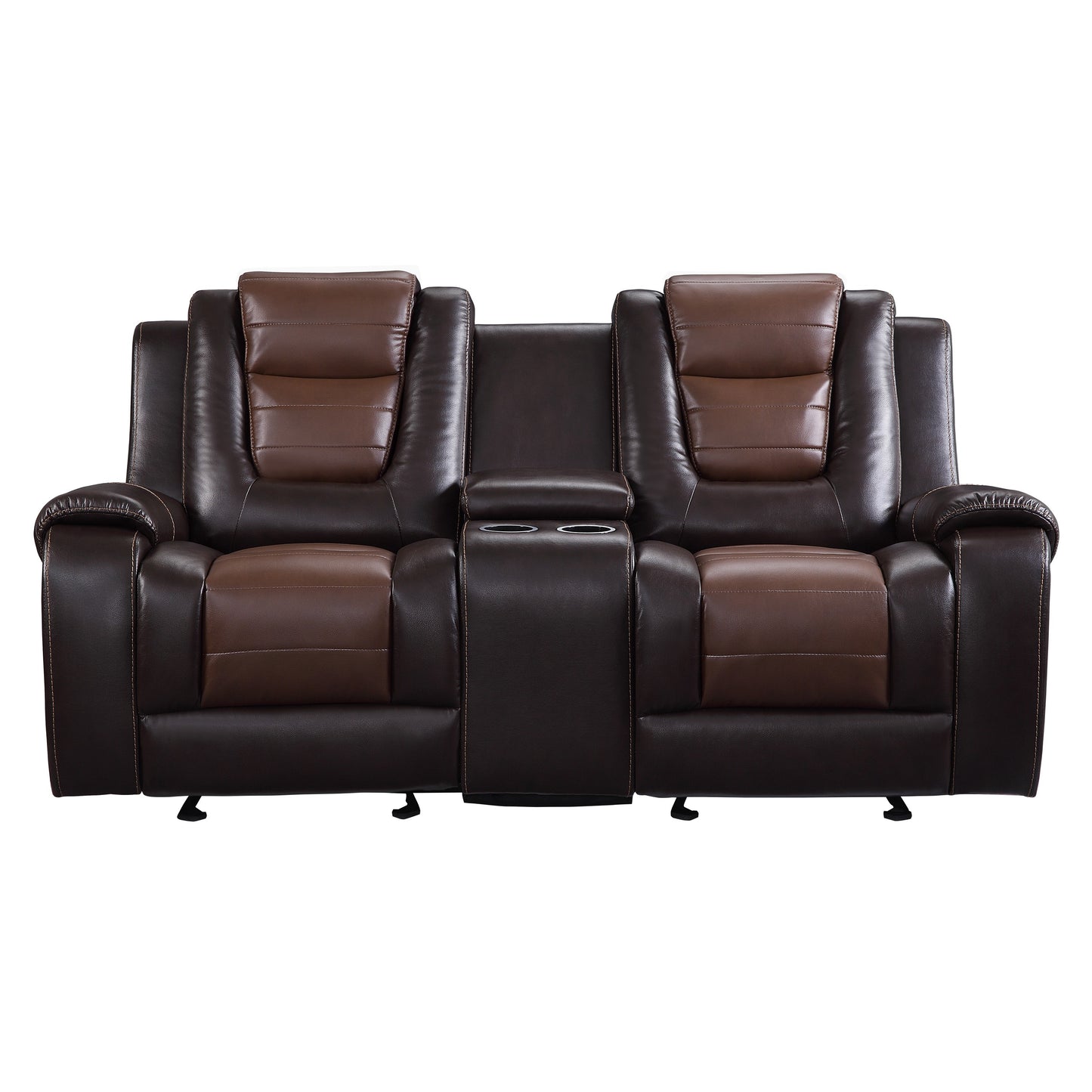 Homelegance Briscoe Loveseat Glider Reclining in 2-tone Faux Leather 9470BR-2