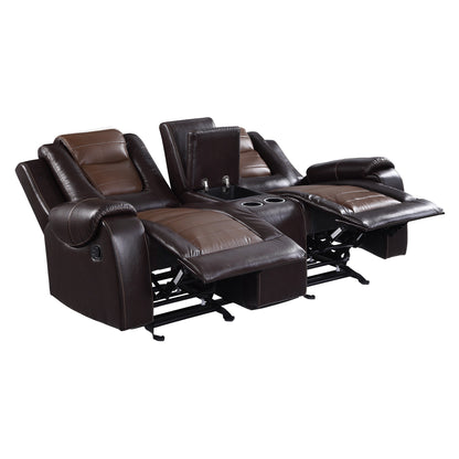 Homelegance Briscoe Loveseat Glider Reclining in 2-tone Faux Leather 9470BR-2