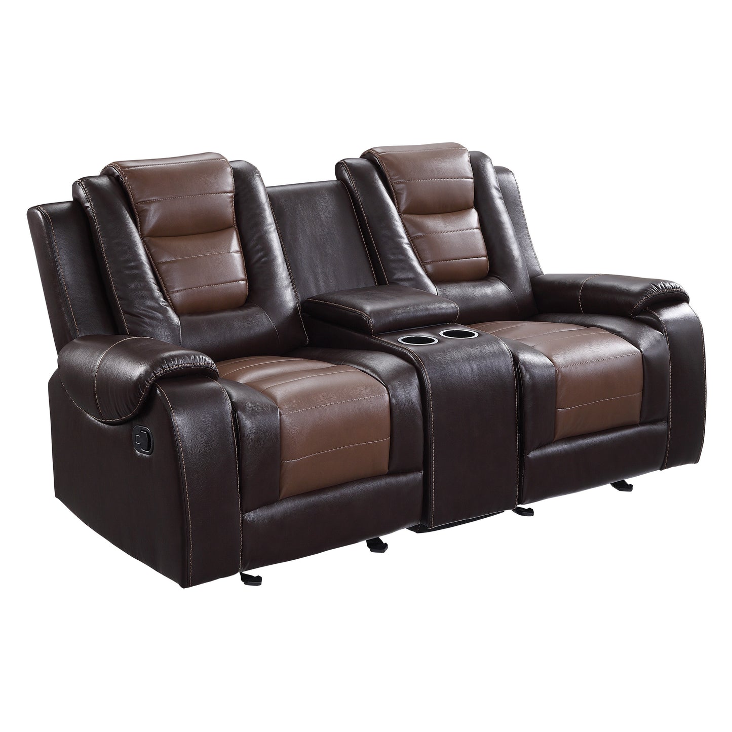 Homelegance Briscoe Loveseat Glider Reclining in 2-tone Faux Leather 9470BR-2