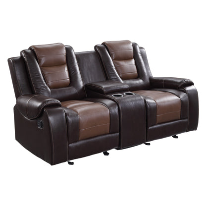 Homelegance Briscoe Loveseat Glider Reclining in 2-tone Faux Leather 9470BR-2