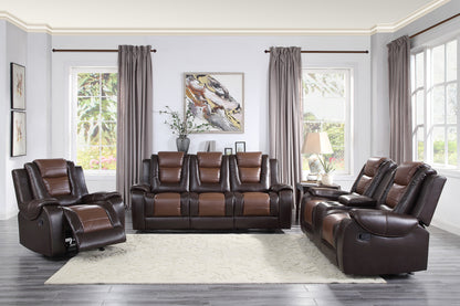 Homelegance Briscoe Loveseat Glider Reclining in 2-tone Faux Leather 9470BR-2