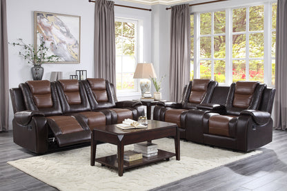 Homelegance Briscoe Loveseat Glider Reclining in 2-tone Faux Leather 9470BR-2