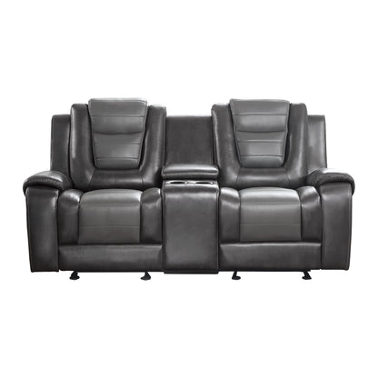 Homelegance Briscoe Loveseat Glider Reclining in 2-tone Light Gray and Dark Gray 9470GY-2