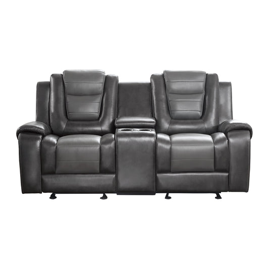 Homelegance Briscoe Loveseat Glider Reclining in 2-tone Light Gray and Dark Gray 9470GY-2