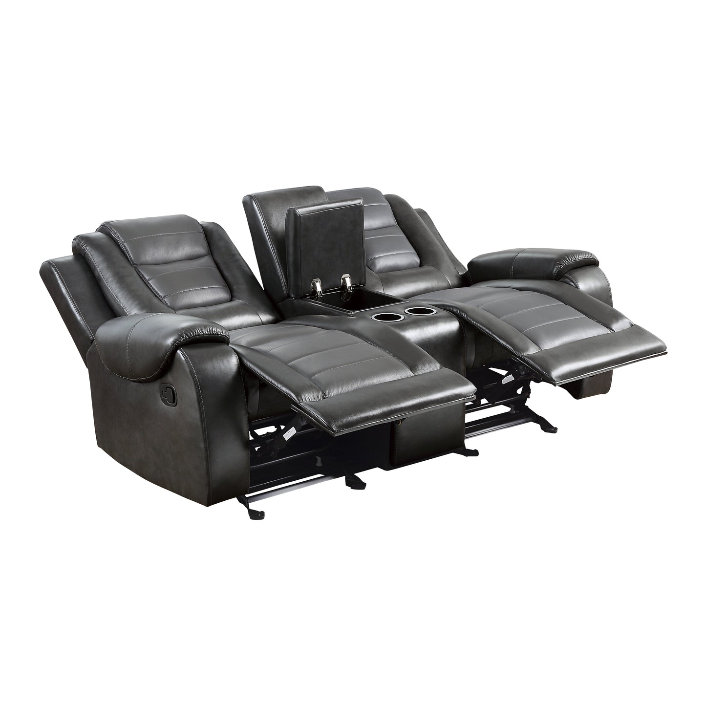 Homelegance Briscoe Loveseat Glider Reclining in 2-tone Light Gray and Dark Gray 9470GY-2
