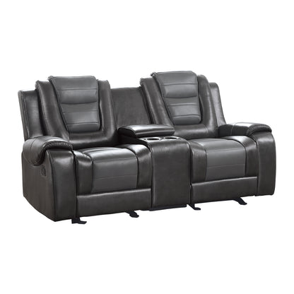 Homelegance Briscoe Loveseat Glider Reclining in 2-tone Light Gray and Dark Gray 9470GY-2