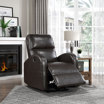Homelegance Wiley Reclining Chair Power Recliner in Brown Faux Leather 9478BRW-1PW