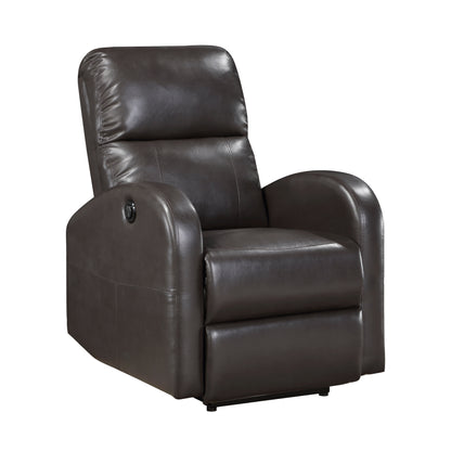 Homelegance Wiley Reclining Chair Power Recliner in Brown Faux Leather 9478BRW-1PW