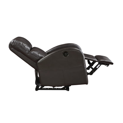 Homelegance Wiley Reclining Chair Power Recliner in Brown Faux Leather 9478BRW-1PW