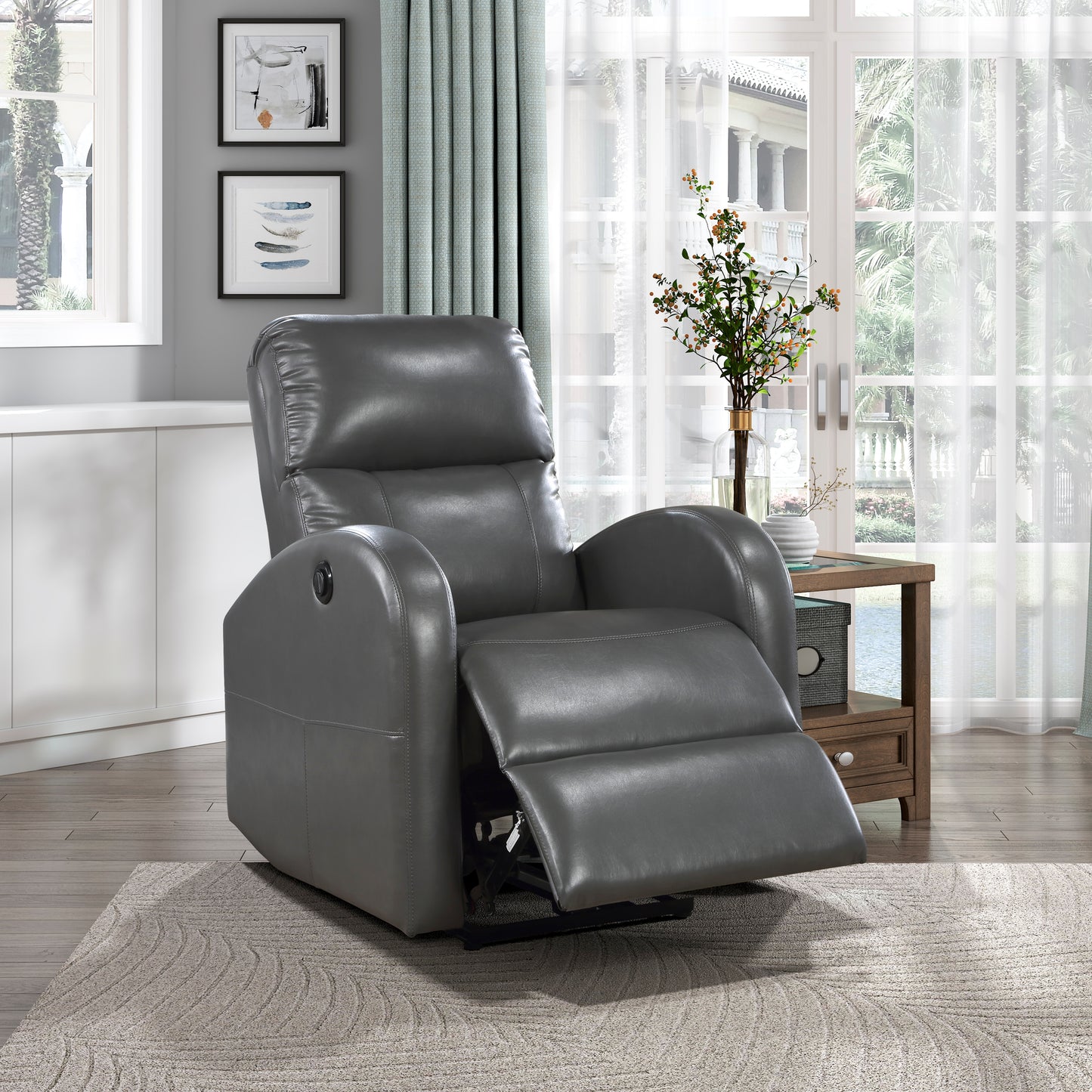 Homelegance Wiley Reclining Chair Power Recliner in Gray 9478GRY-1PW
