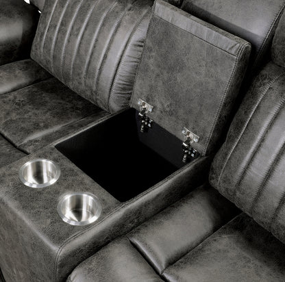 Homelegance Centeroak Loveseat Reclining with Center Console in Brownish Gray 9479BRG-2