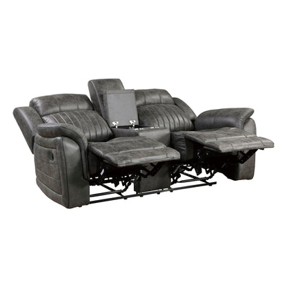 Homelegance Centeroak Loveseat Reclining with Center Console in Brownish Gray 9479BRG-2