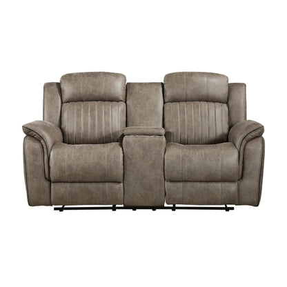 Homelegance Centeroak Loveseat Sandy Brown Reclining with Center Console 9479SDB-2