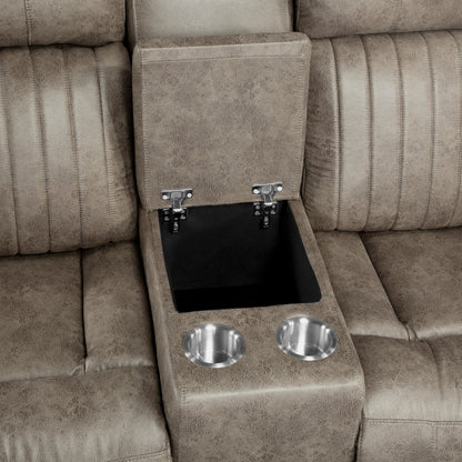 Homelegance Centeroak Loveseat Sandy Brown Reclining with Center Console 9479SDB-2