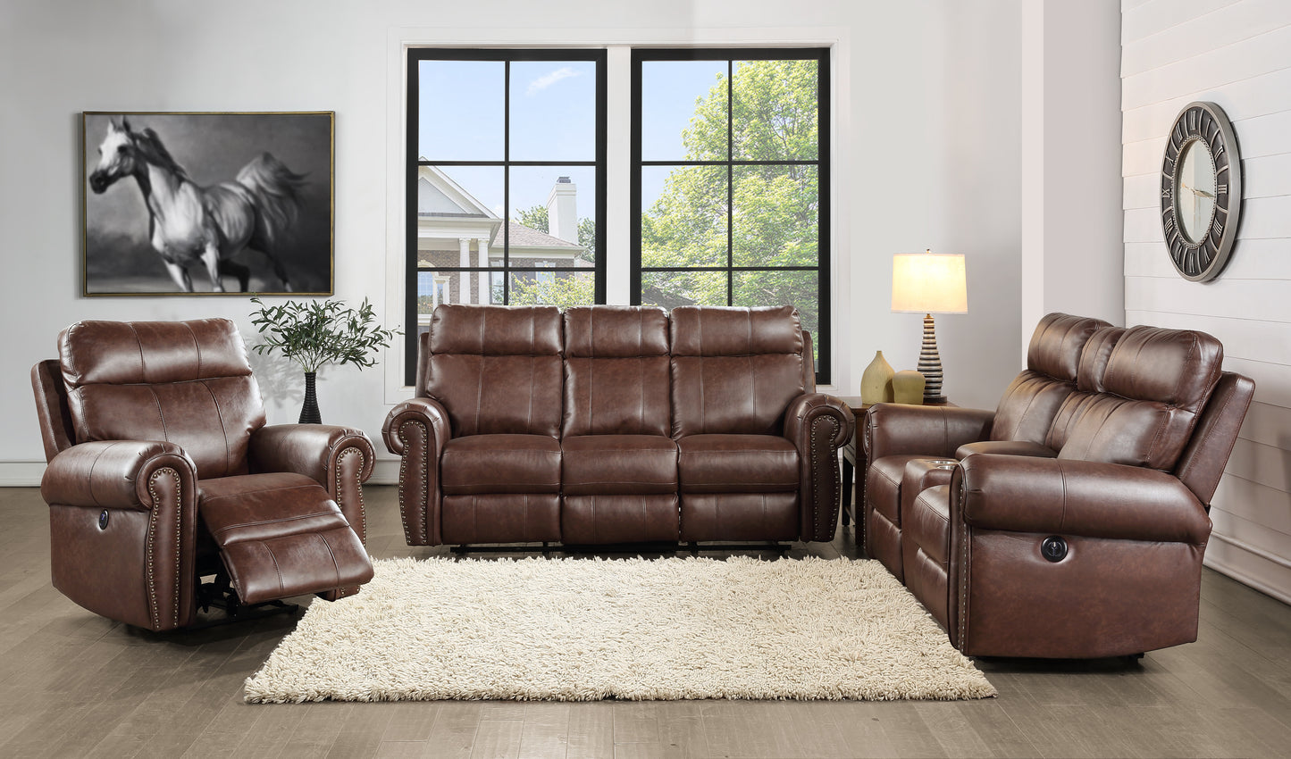 Homelegance Granville Sectional Sofa in Brown Faux Leather 9488BR-3PW