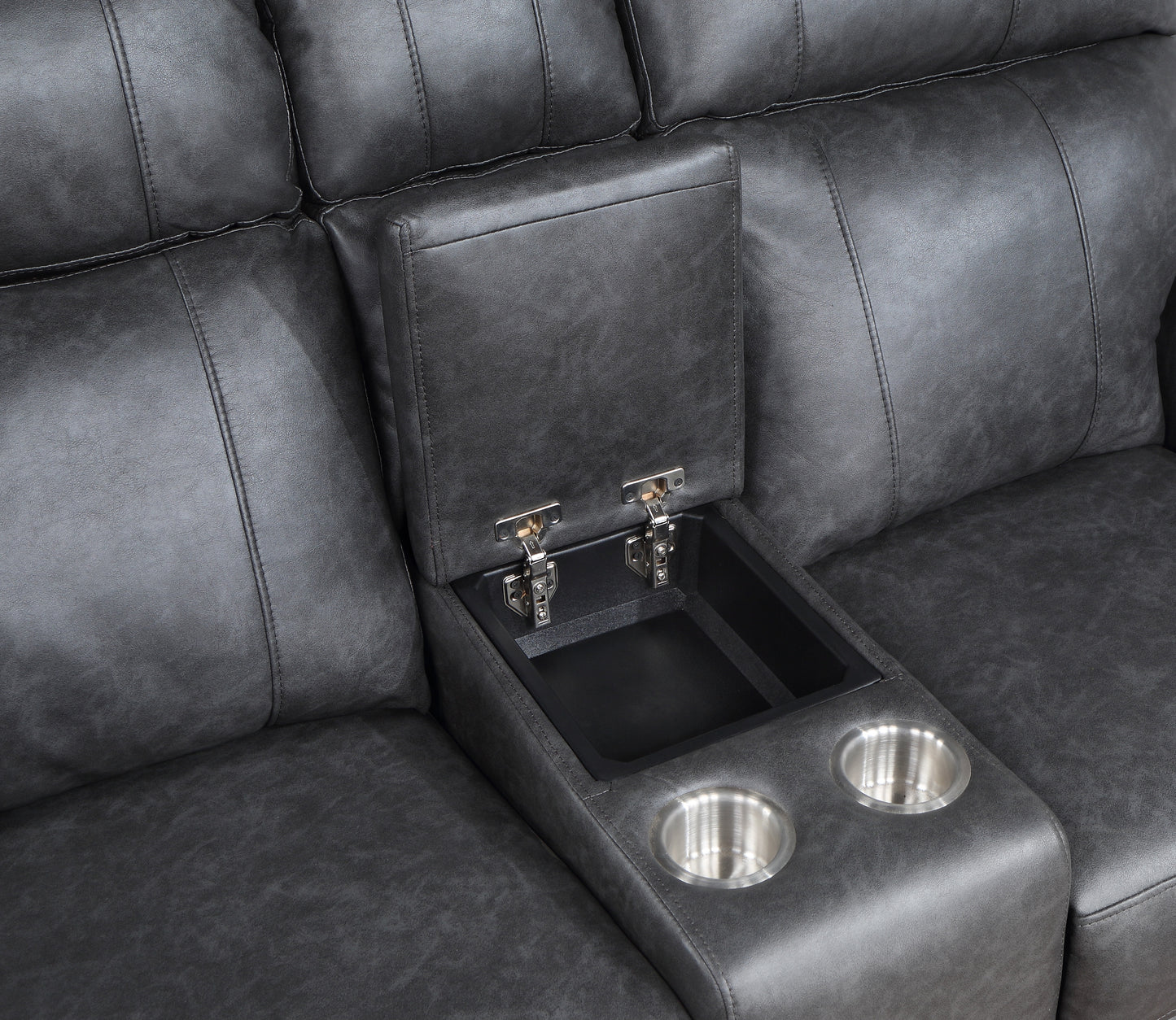 Homelegance Granville Loveseat Reclining with Center Console in Gray 9488GY-2