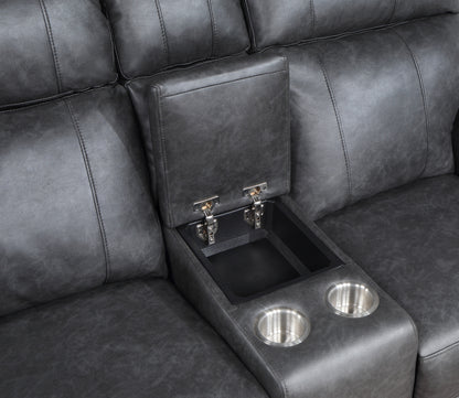 Homelegance Granville Loveseat Reclining with Center Console in Gray 9488GY-2
