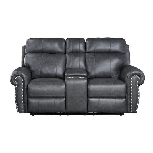 Homelegance Granville Loveseat Reclining with Center Console in Gray 9488GY-2
