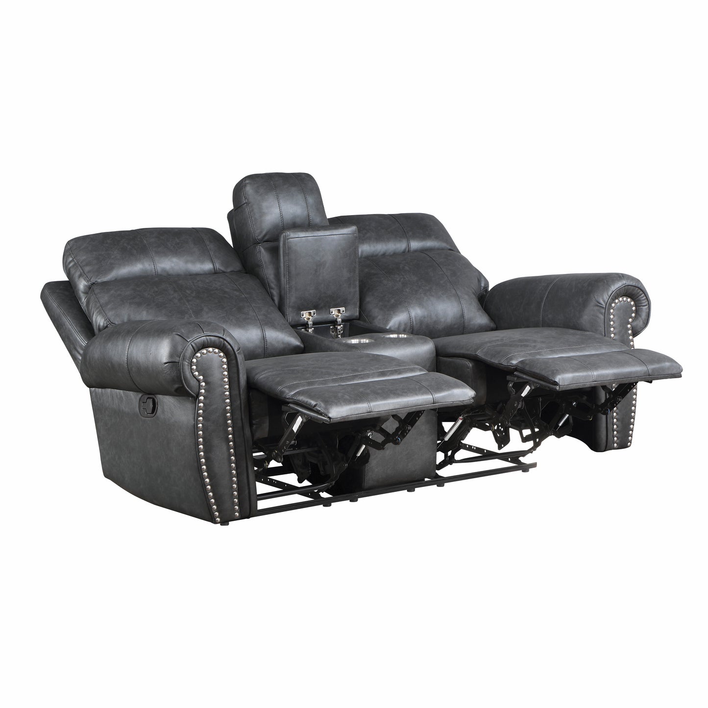 Homelegance Granville Loveseat Reclining with Center Console in Gray 9488GY-2