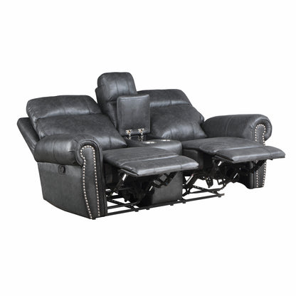 Homelegance Granville Loveseat Reclining with Center Console in Gray 9488GY-2