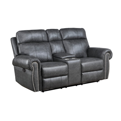 Homelegance Granville Loveseat Reclining with Center Console in Gray 9488GY-2