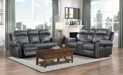 Homelegance Granville Loveseat Reclining with Center Console in Gray 9488GY-2