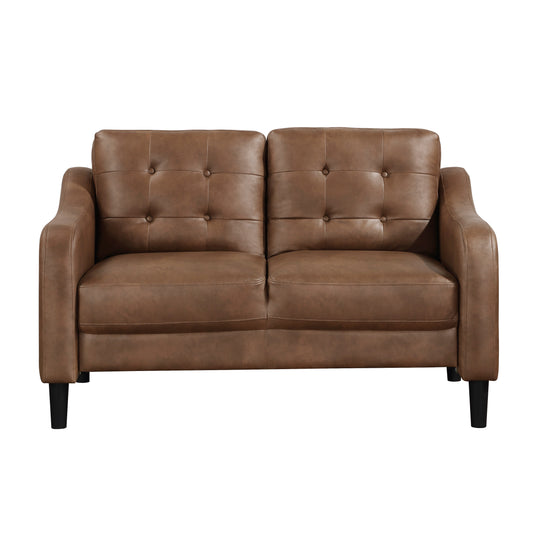 Homelegance Mallory Loveseat in Brown Polished Microfiber 9489BRW-2