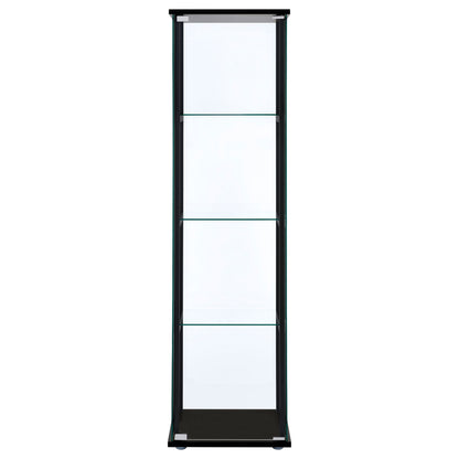 Cyclamen 4-shelf Clear Glass Curio Display Cabinet Black
