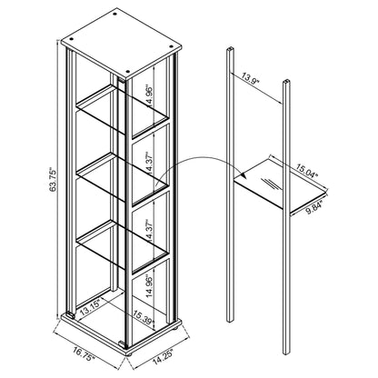 Cyclamen 4-shelf Clear Glass Curio Display Cabinet Black