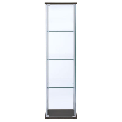Bellatrix 4-shelf Clear Glass Curio Cabinet Cappuccino