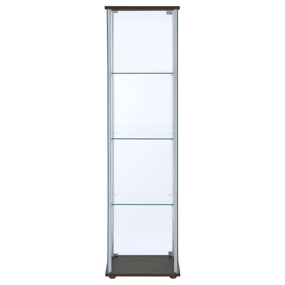 Bellatrix 4-shelf Clear Glass Curio Cabinet Cappuccino