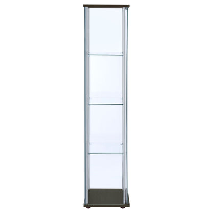 Bellatrix 4-shelf Clear Glass Curio Cabinet Cappuccino