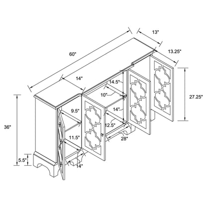 Erigeron 4-door Wood Trellis Storage Accent Cabinet Grey