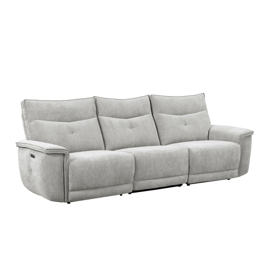 Homelegance Tesoro Sectional Sofa Mist Gray Power Recline USB Ports 9509MGY-3PWH
