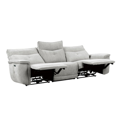 Homelegance Tesoro Power Reclining Sofa with Power Headrests in Mist Gray 9509MGY-3PWH