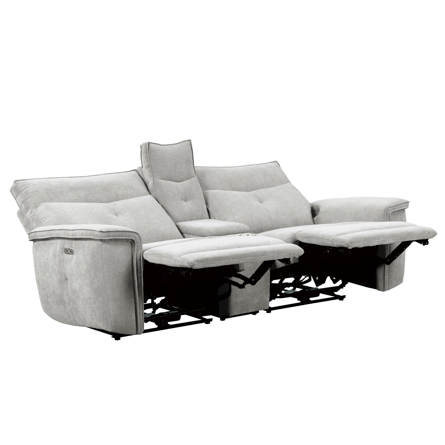 Homelegance Tesoro Loveseat Power Reclining Mist Gray with Center Console 9509MGY-2CNPWH