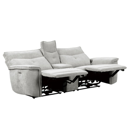 Homelegance Tesoro Loveseat Power Reclining Mist Gray with Center Console 9509MGY-2CNPWH