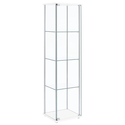 Bellatrix 4-shelf Clear Glass Curio Cabinet White